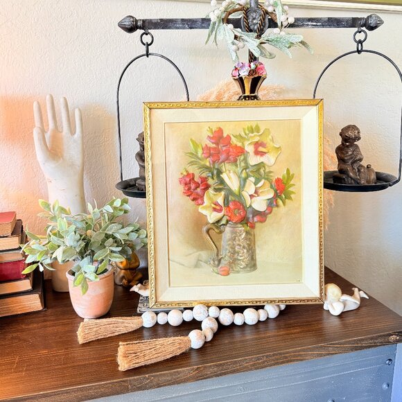 Vintage Other - 1950's Metalcraft 3D Floral Picture